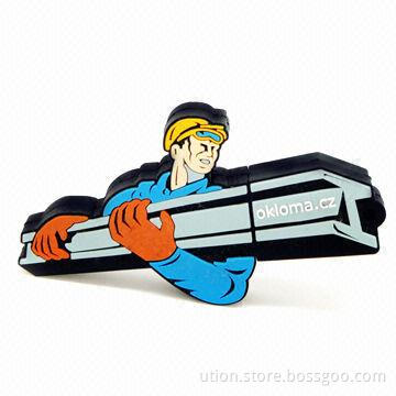 Promotional Cartoon USB Flash Memory with 1 to 32GB Memory Capacity, Free Printing and Packaging
